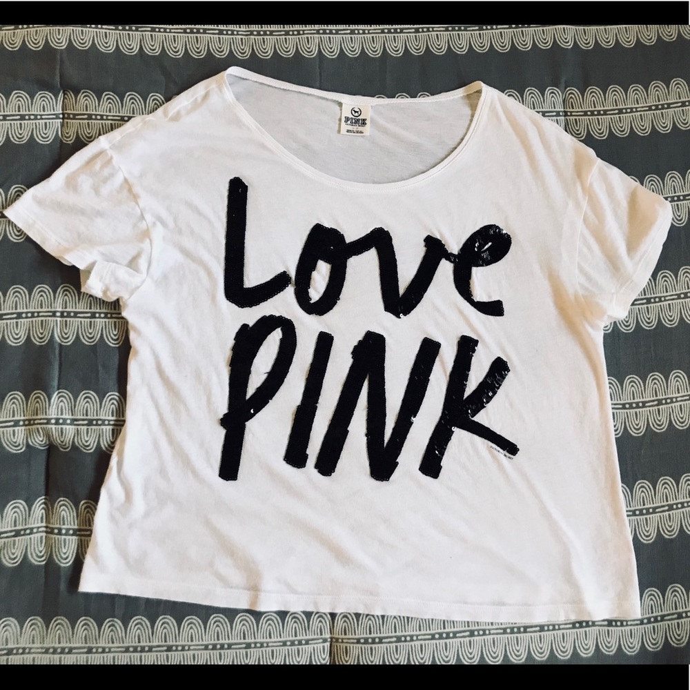 Victoria’s Secret Love Pink sequin T-shirt- Size S